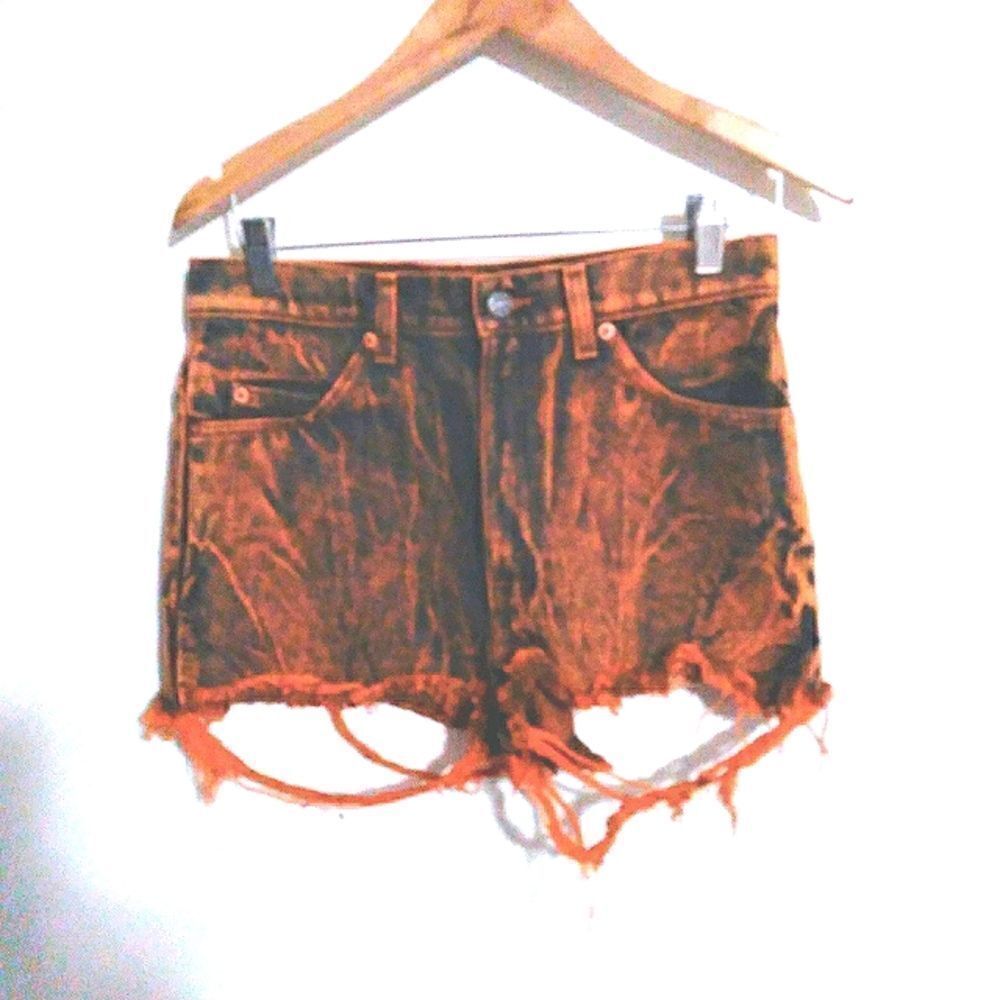 RR Distressed Orange Acid Wash Shorts Size 31 Upcycled